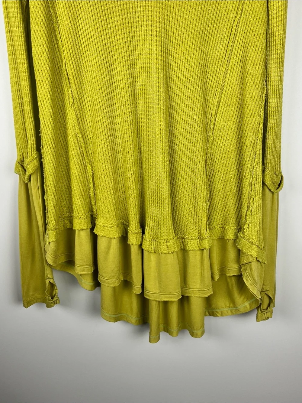Free People Laguna Thermal Waffle Knit Oversized Tunic Top Green Size L
